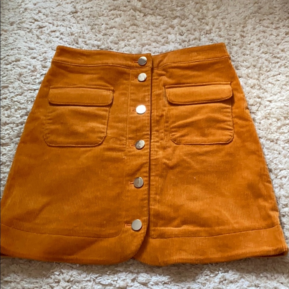 LOFT Orange Corduroy Skirt